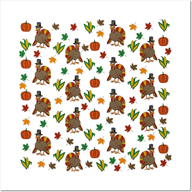 Thanksgiving Turkey pattern Wall Art by valentinahramov